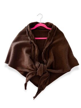 Free People Coastline Cable Trim Scarf Shawl Brown One Size Cottagecore EUC